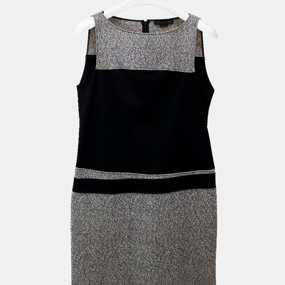 Marie Saint Pierre Beige and Black Colour Block Sheath Dress - Picture 1 of 10